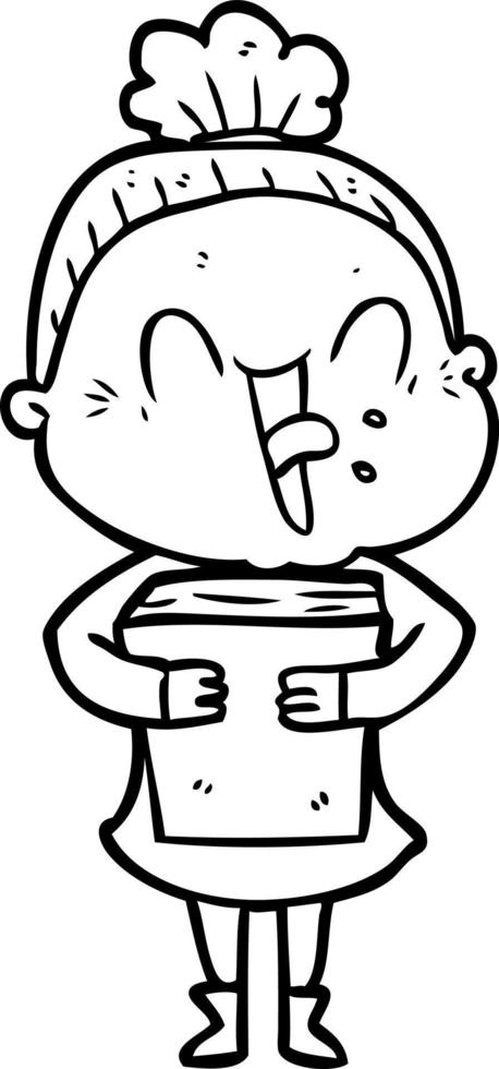 cartoon happy old woman vector