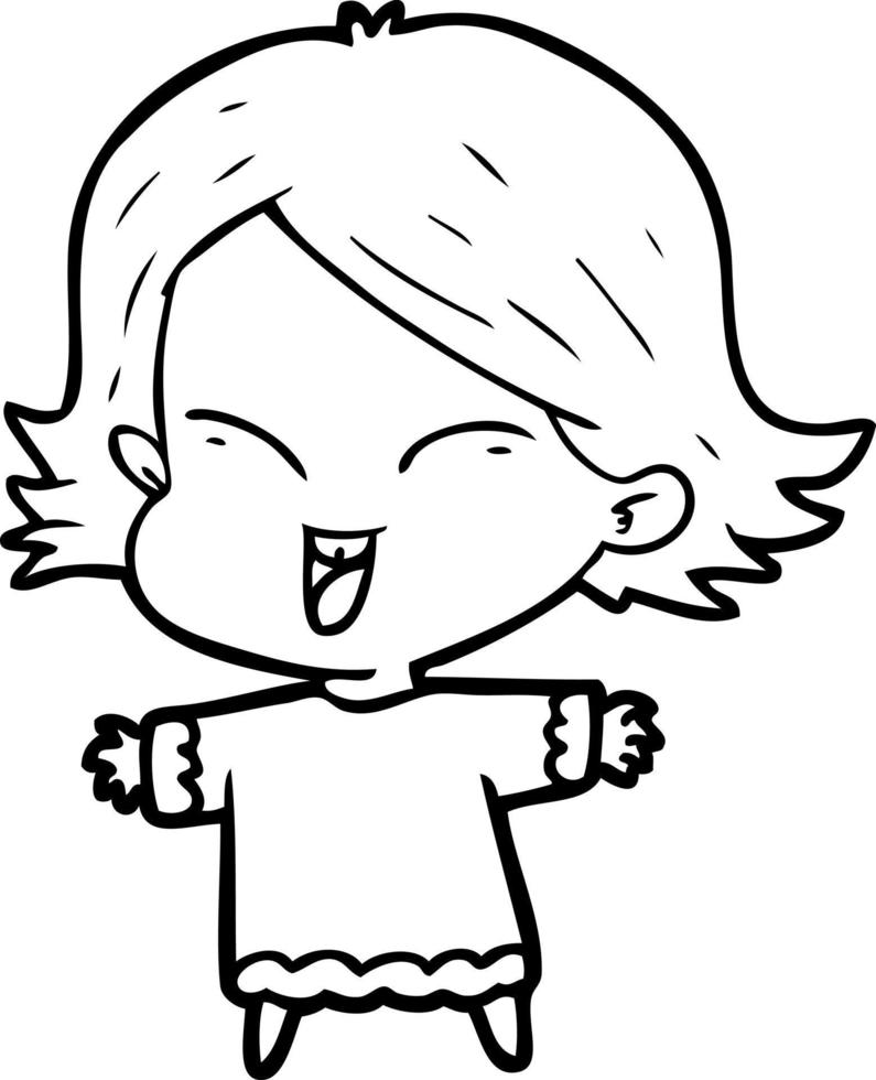 happy cartoon girl vector