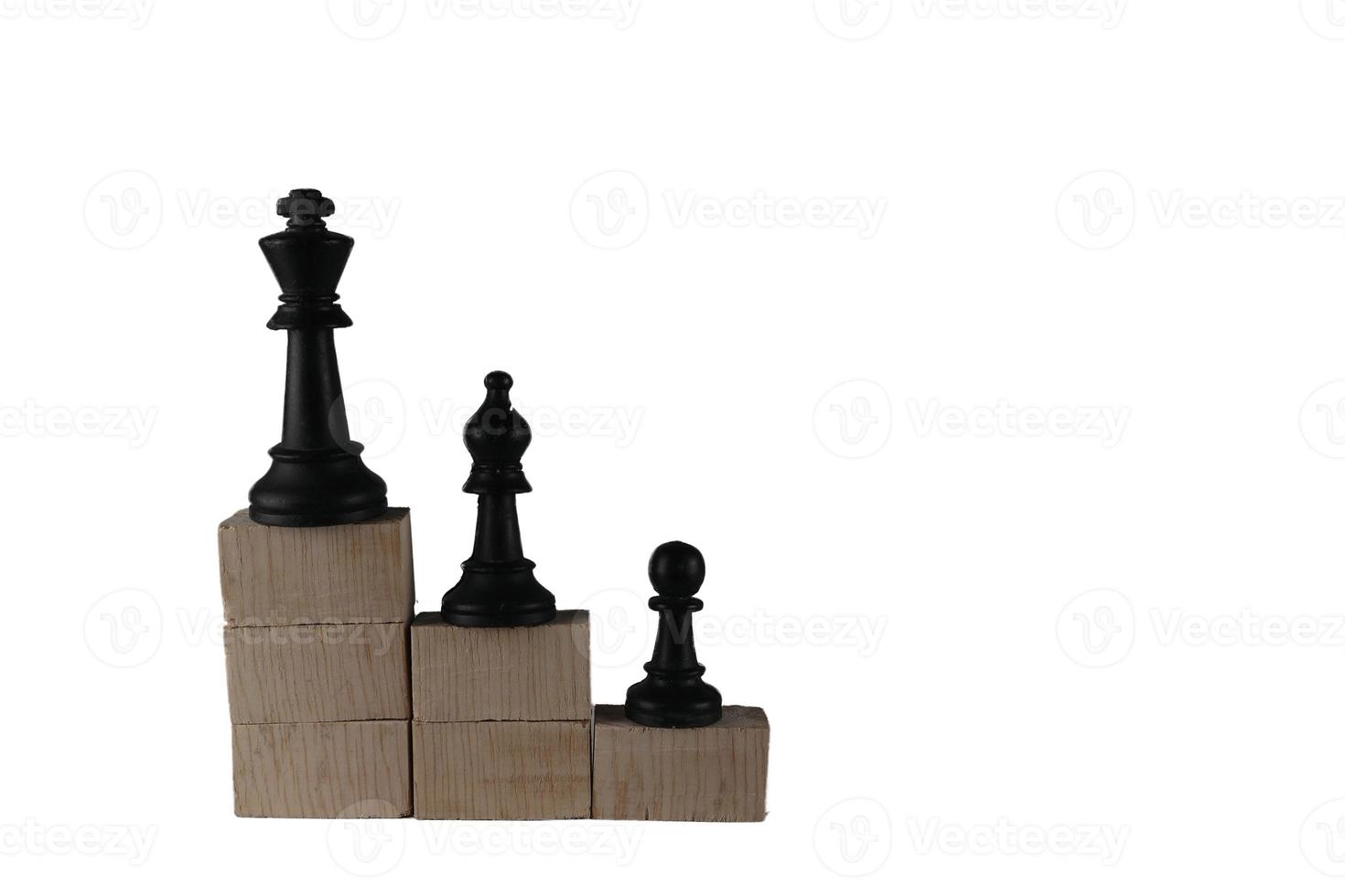 Chess pieces' from wooden cubes show the concepts of reality. Business concept photo