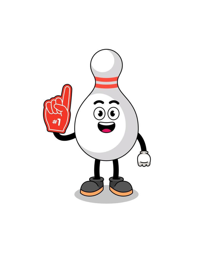Cartoon mascot of bowling pin number 1 fans vector