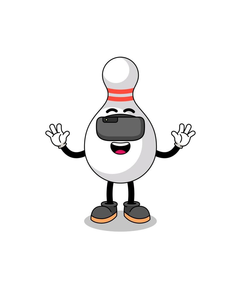 Illustration of bowling pin with a vr headset vector