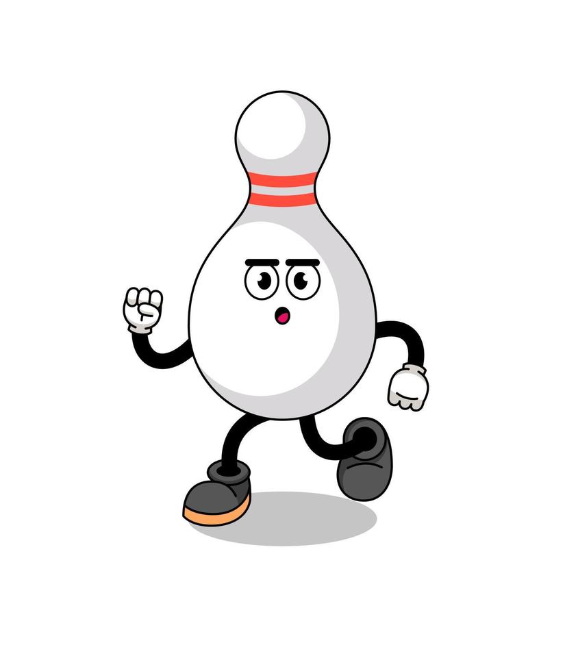 running bowling pin mascot illustration vector