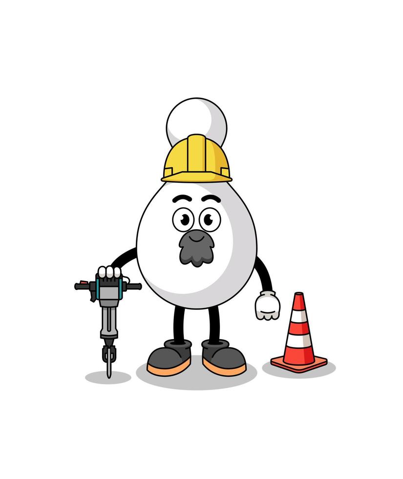 caricatura de personaje de bolos trabajando en la construcción de carreteras vector