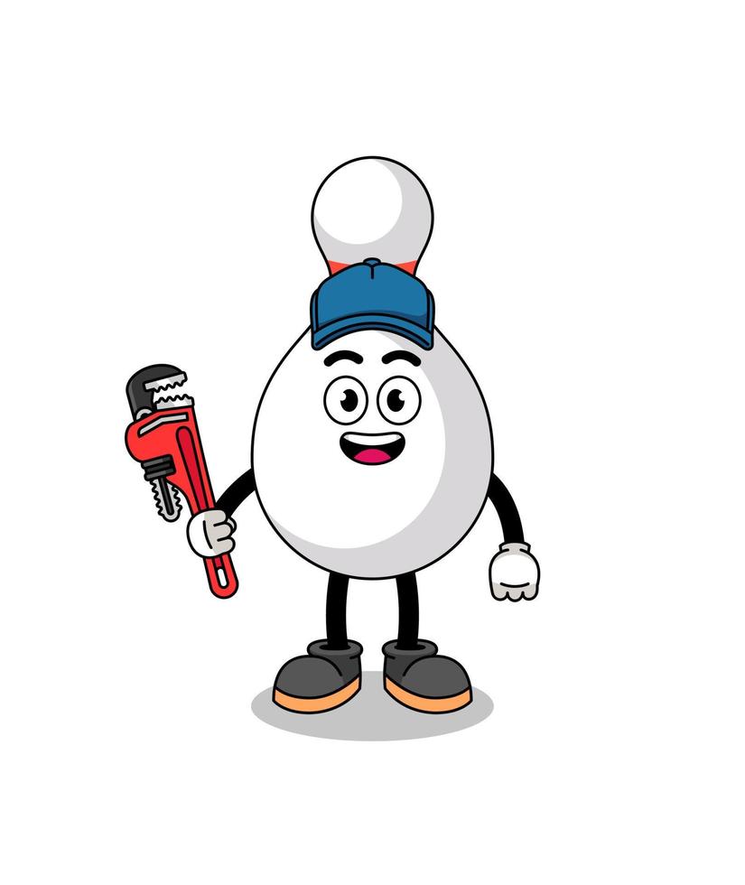 bowling pin illustration cartoon as a plumber vector