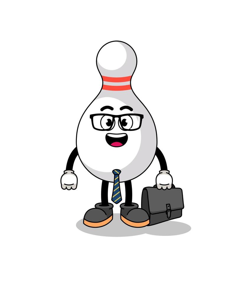 bowling pin mascot as a businessman vector