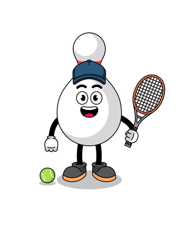 bowling pin illustration as a tennis player vector