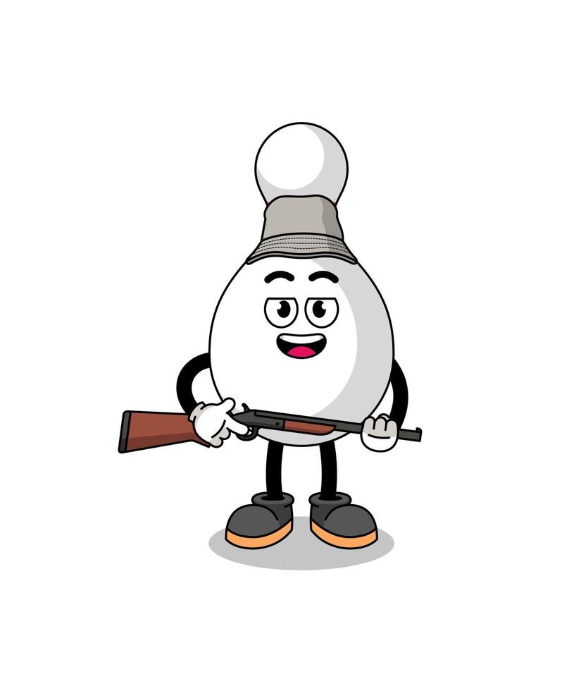 Cartoon Illustration of bowling pin hunter vector