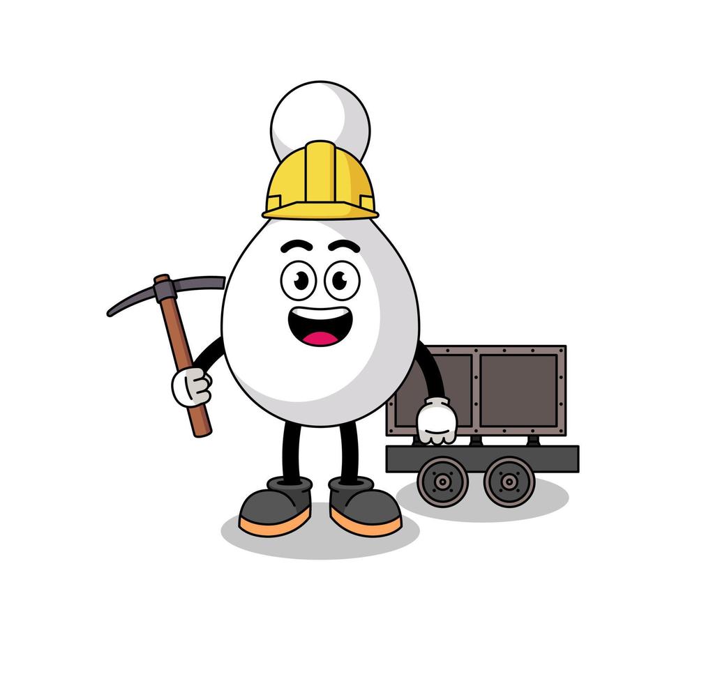 Mascot Illustration of bowling pin miner vector