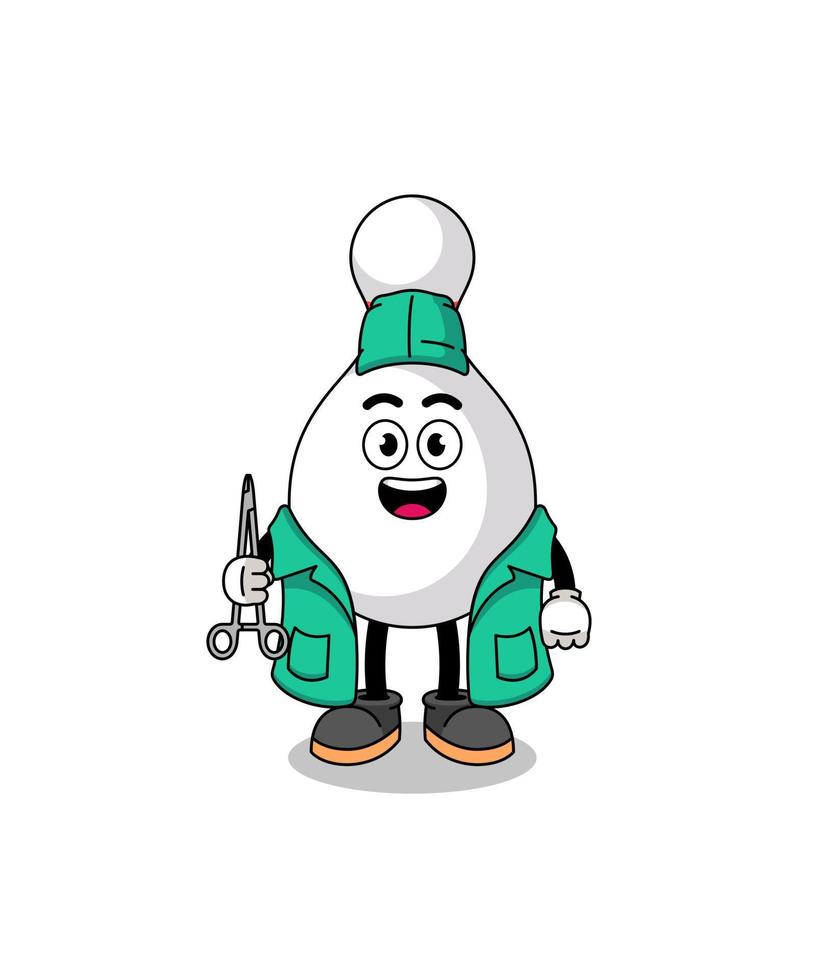Illustration of bowling pin mascot as a surgeon vector