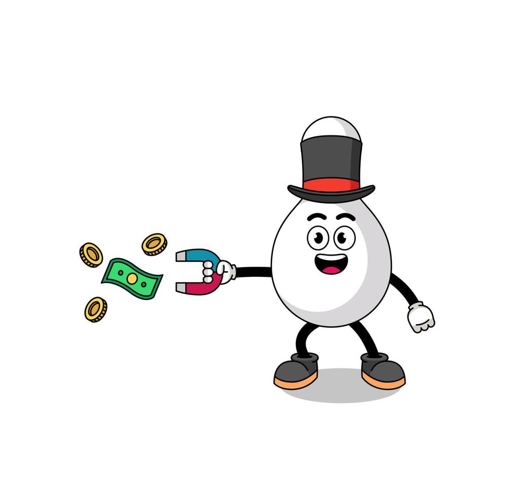 Character Illustration of bowling pin catching money with a magnet vector