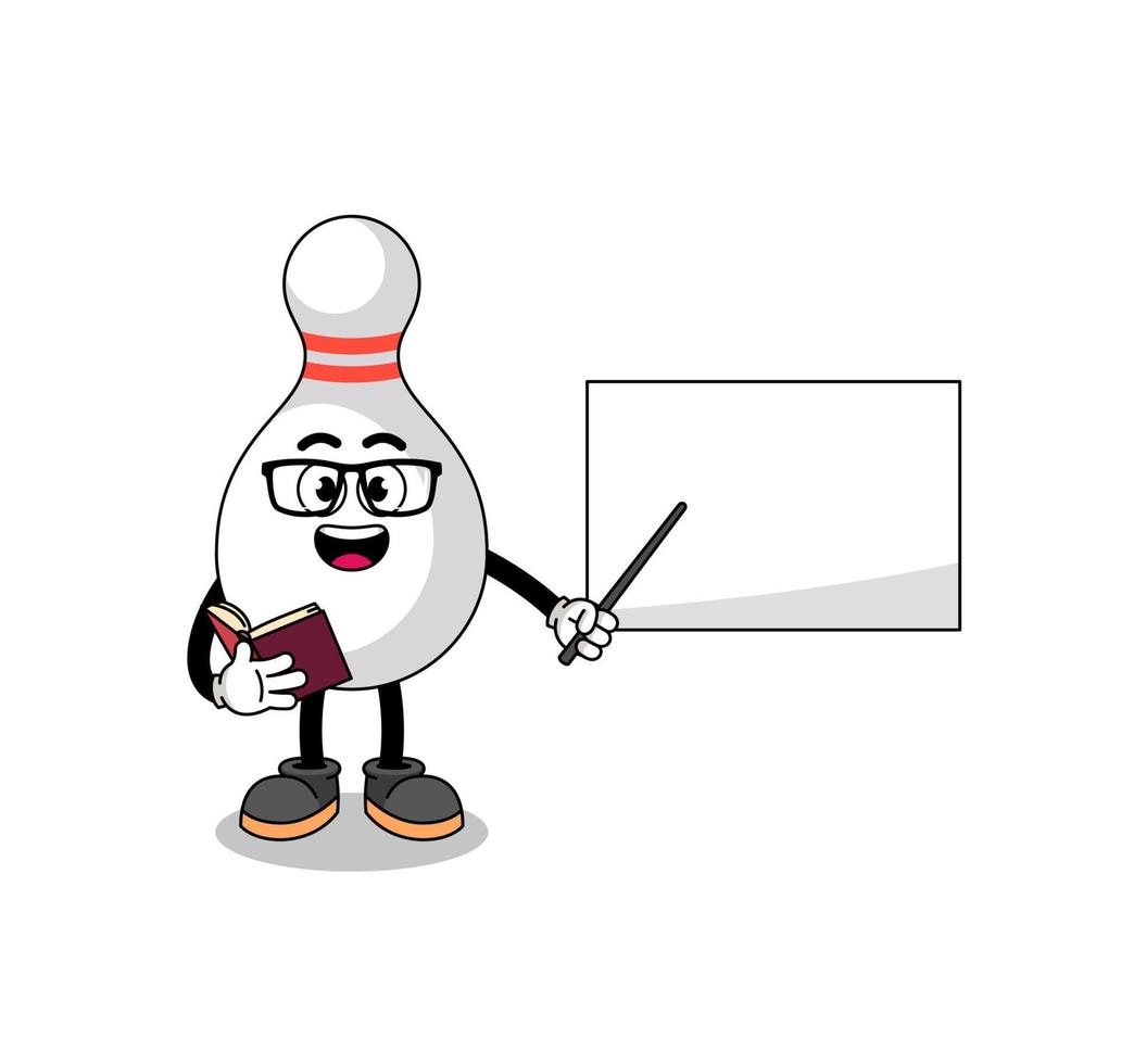 Mascot cartoon of bowling pin teacher vector