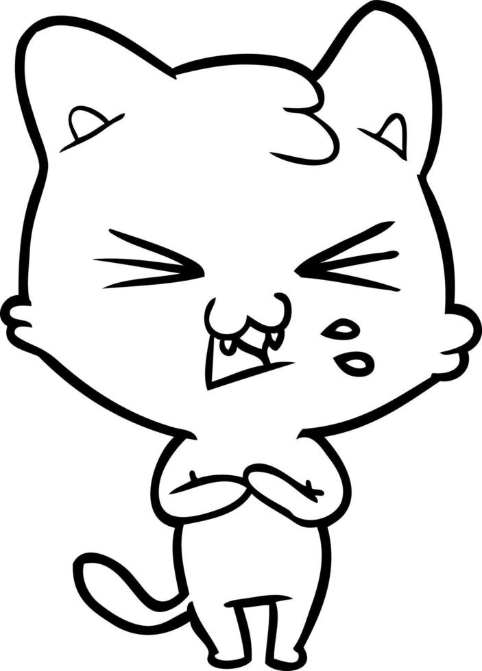 cartoon cat hissing vector