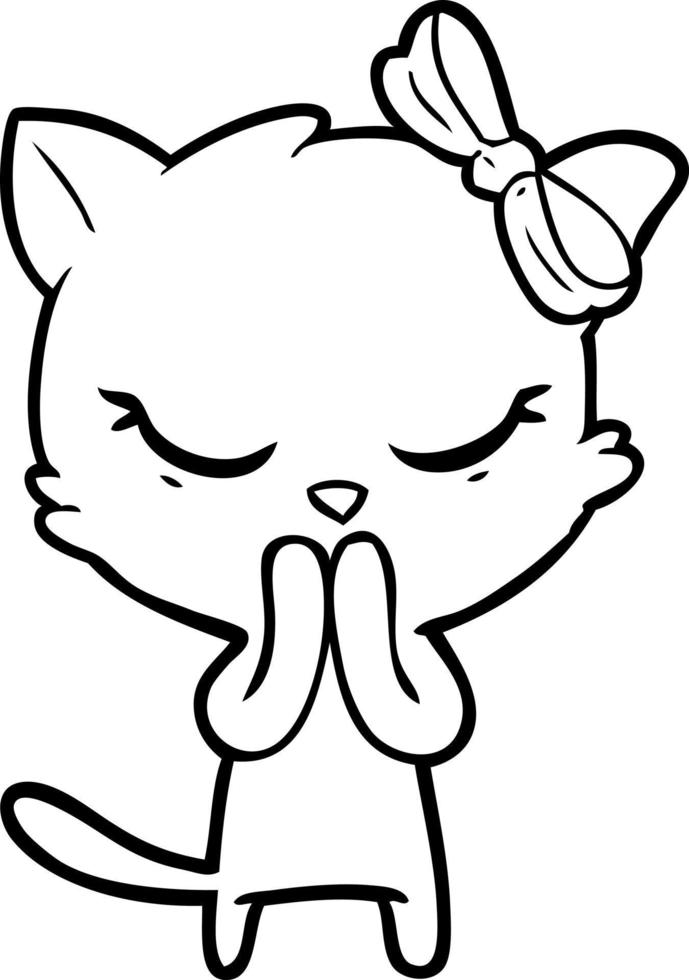 cute cartoon cat with bow vector