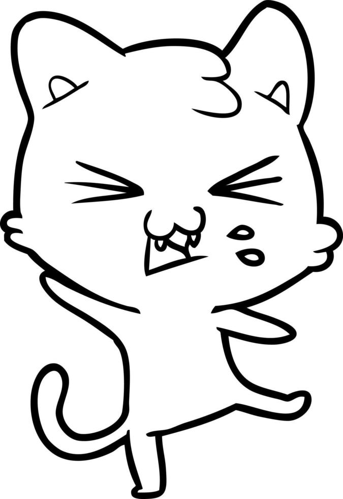cartoon cat hissing vector