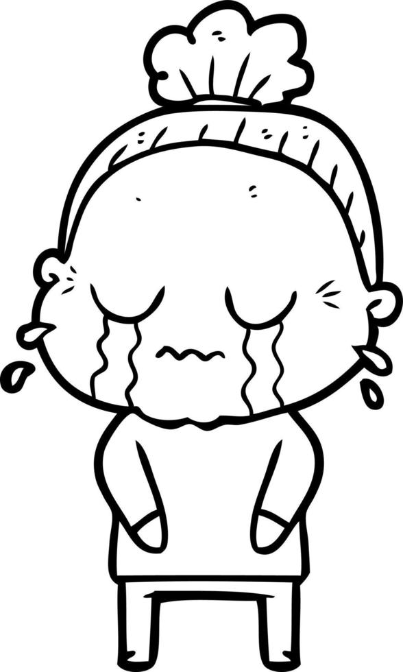 cartoon crying old lady vector