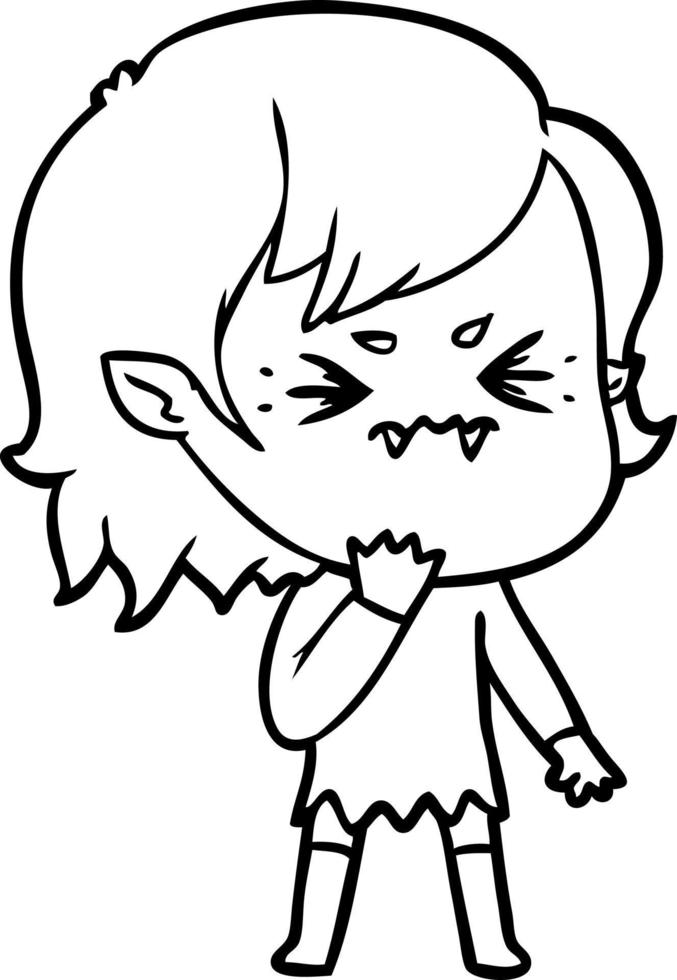 annoyed cartoon vampire girl vector