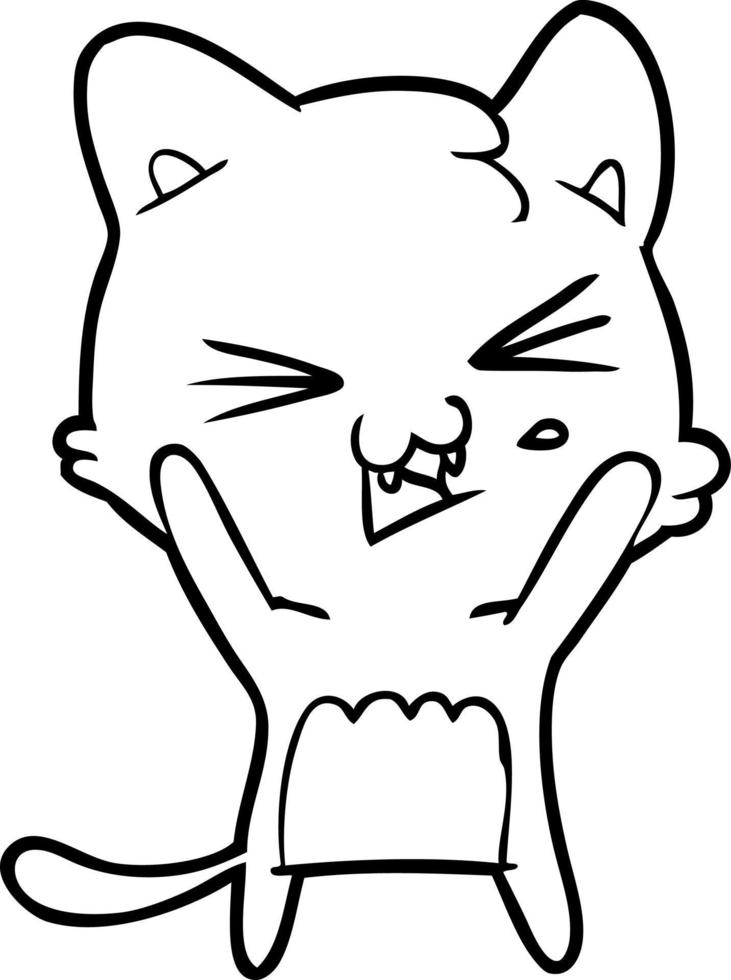 cartoon cat hissing vector