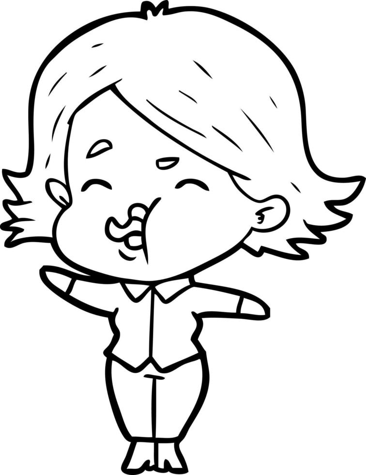 cartoon girl pulling face vector