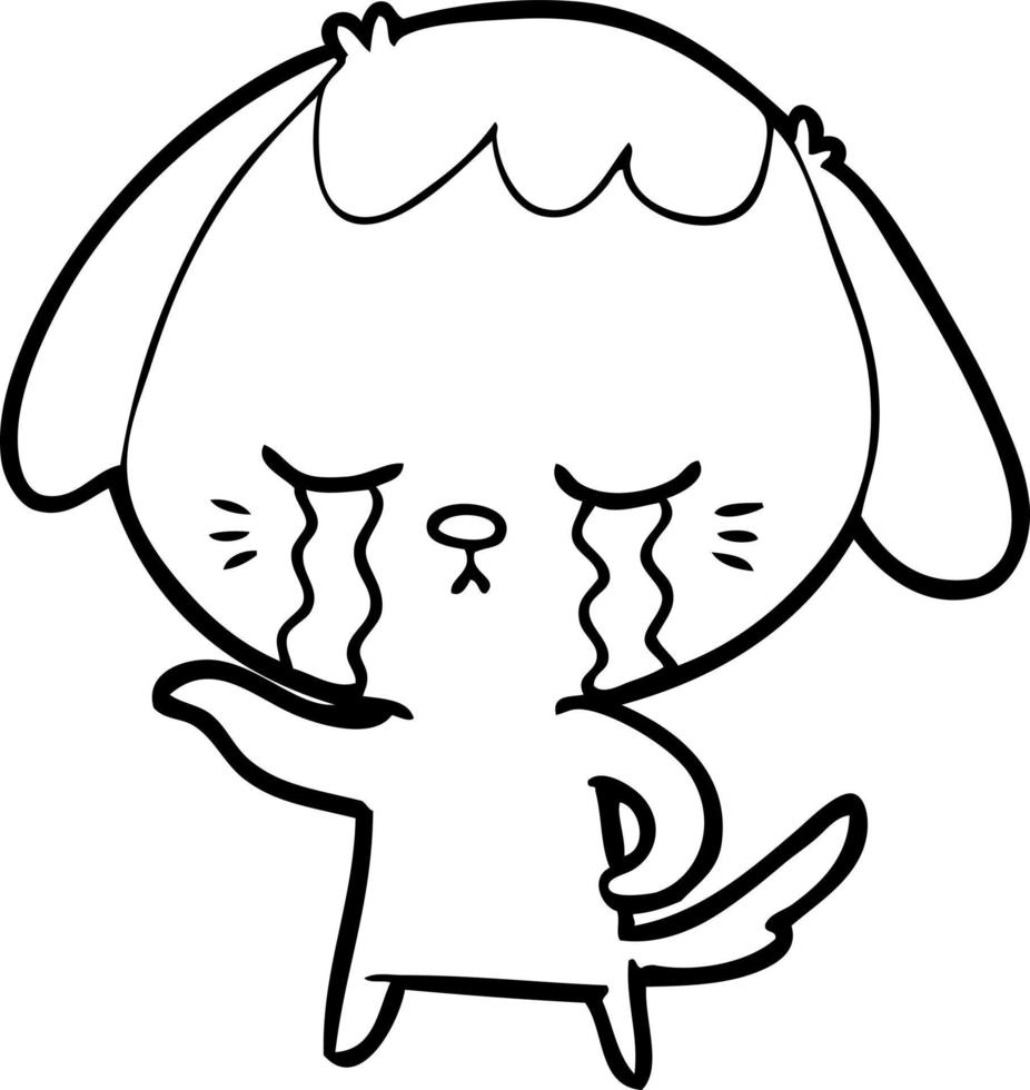 cartoon dog crying vector