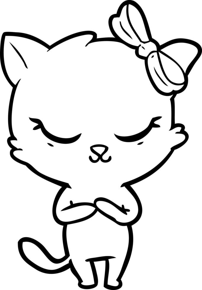 cute cartoon cat with bow vector