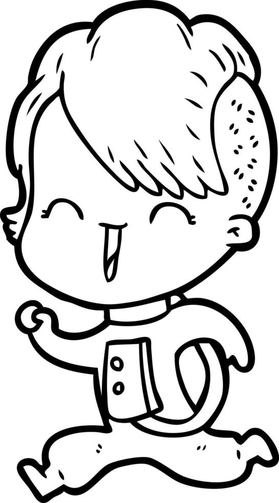 cartoon happy hipster girl wearing space suit vector