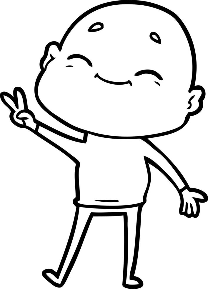 happy cartoon bald man vector