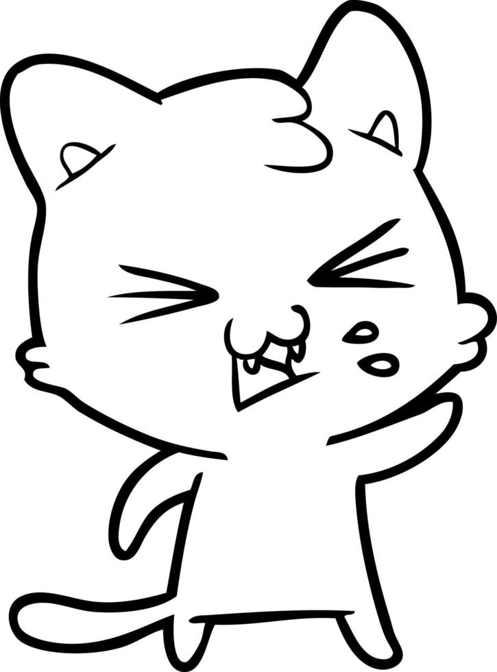 cartoon cat hissing vector