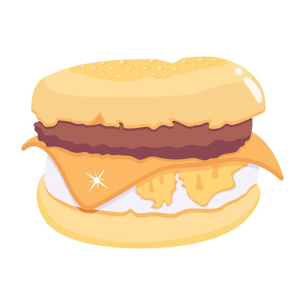 Cheese sandwich flat icon, customizable design vector