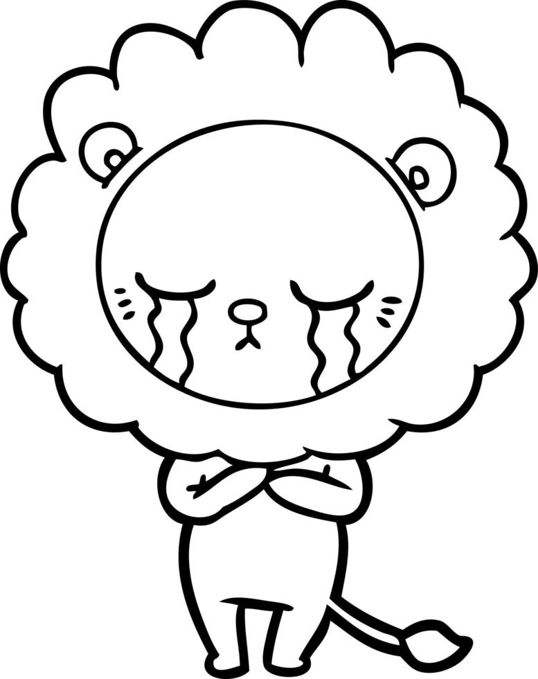 crying cartoon lion vector