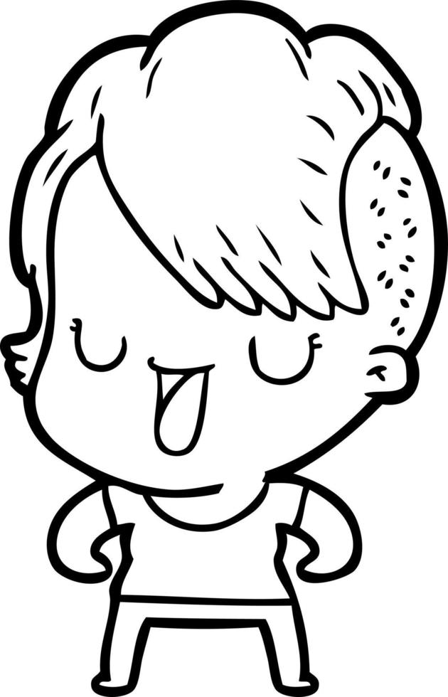 cute cartoon girl with hipster haircut vector