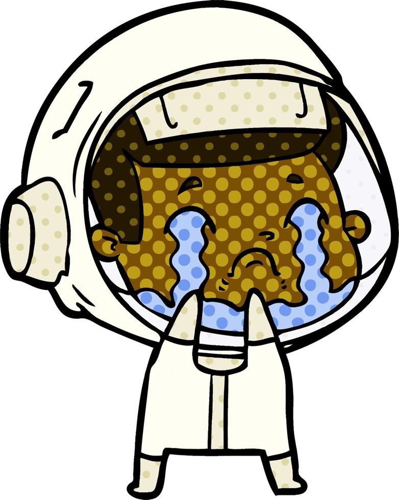 cartoon crying astronaut vector