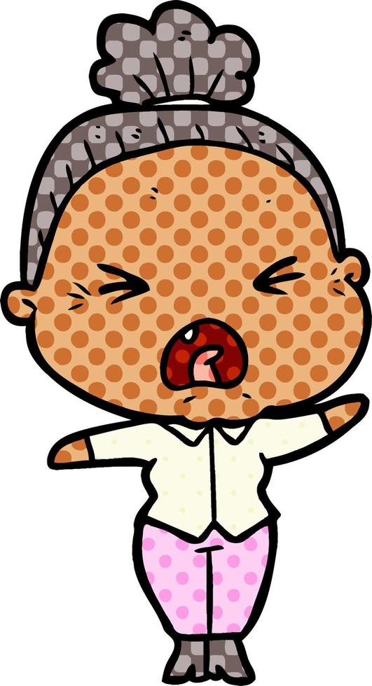 cartoon angry old woman vector
