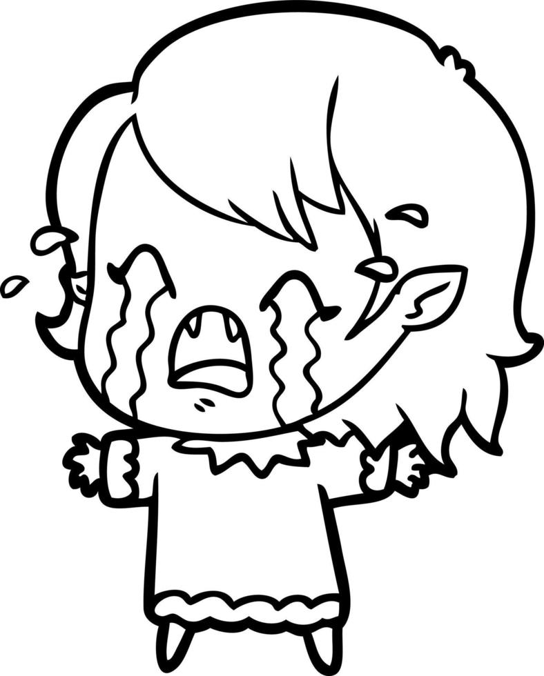 cartoon crying vampire girl vector