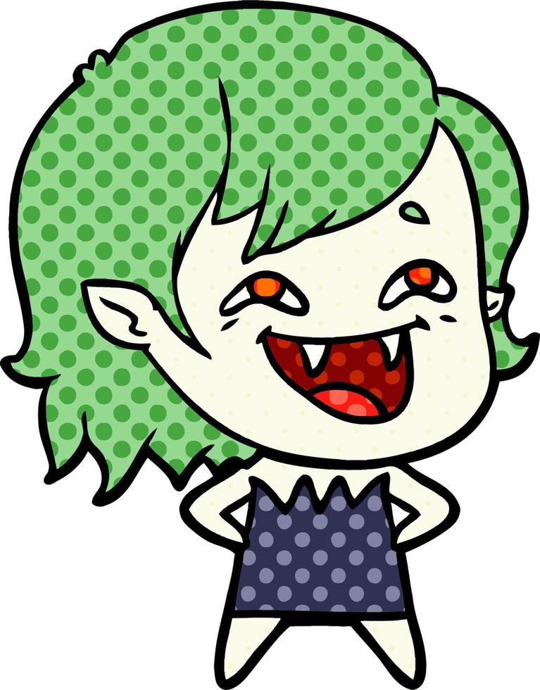 cartoon laughing vampire girl vector