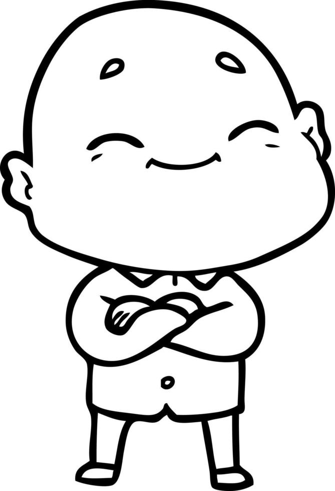 cartoon happy bald man vector