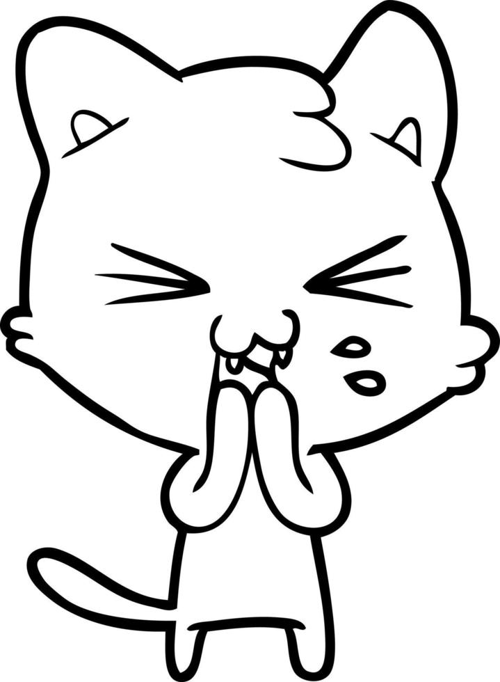 cartoon cat hissing vector