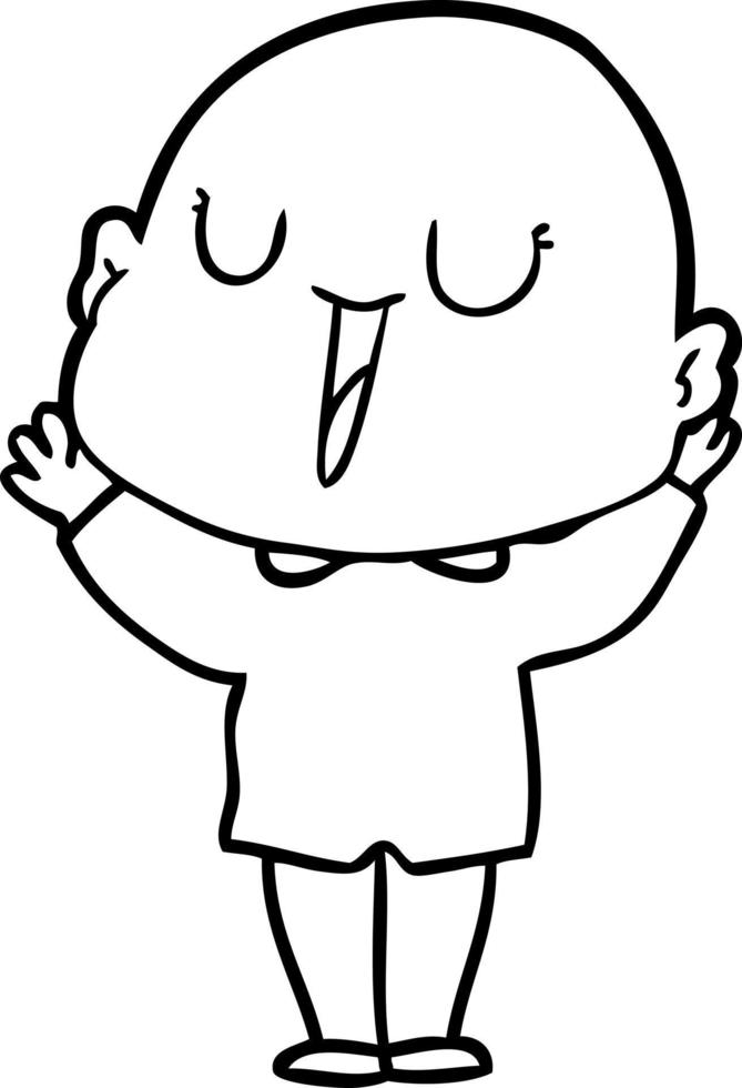happy cartoon bald man vector