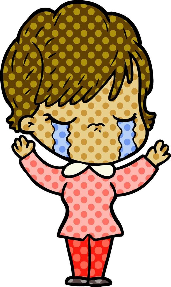 cartoon woman crying vector