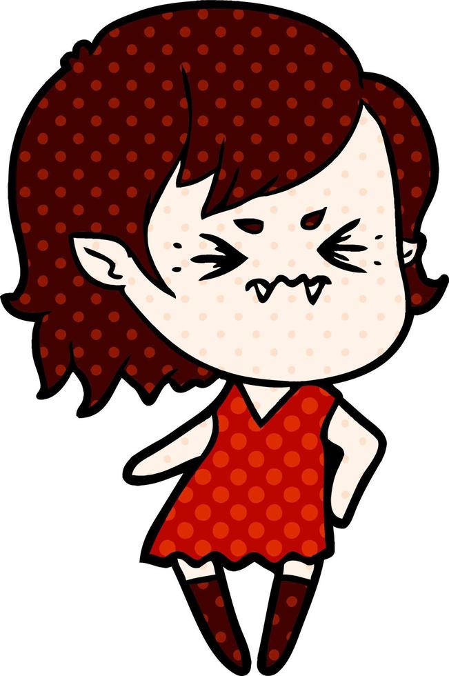 chica vampiro de dibujos animados molesto vector