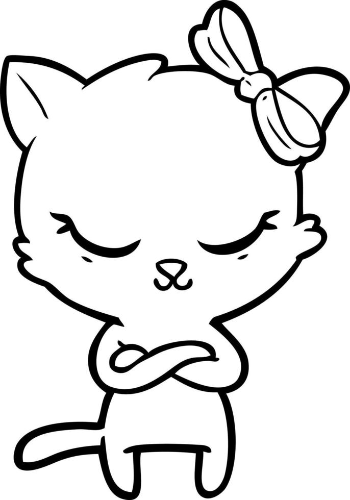 cute cartoon cat with bow vector