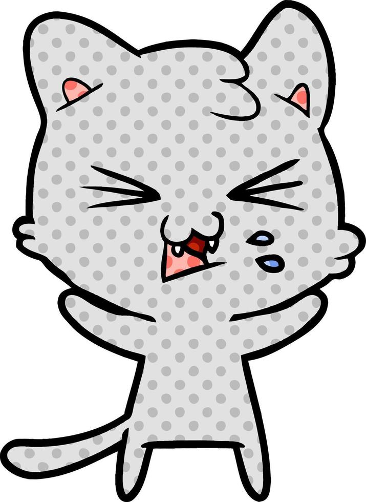 cartoon cat hissing vector