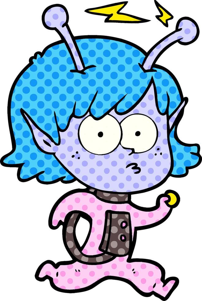 cartoon alien girl vector