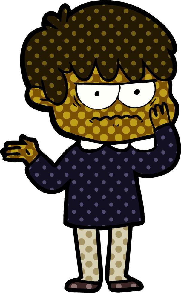 annoyed cartoon boy vector