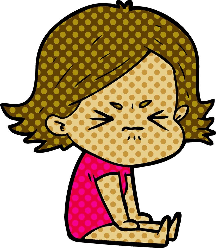 cartoon angry girl vector
