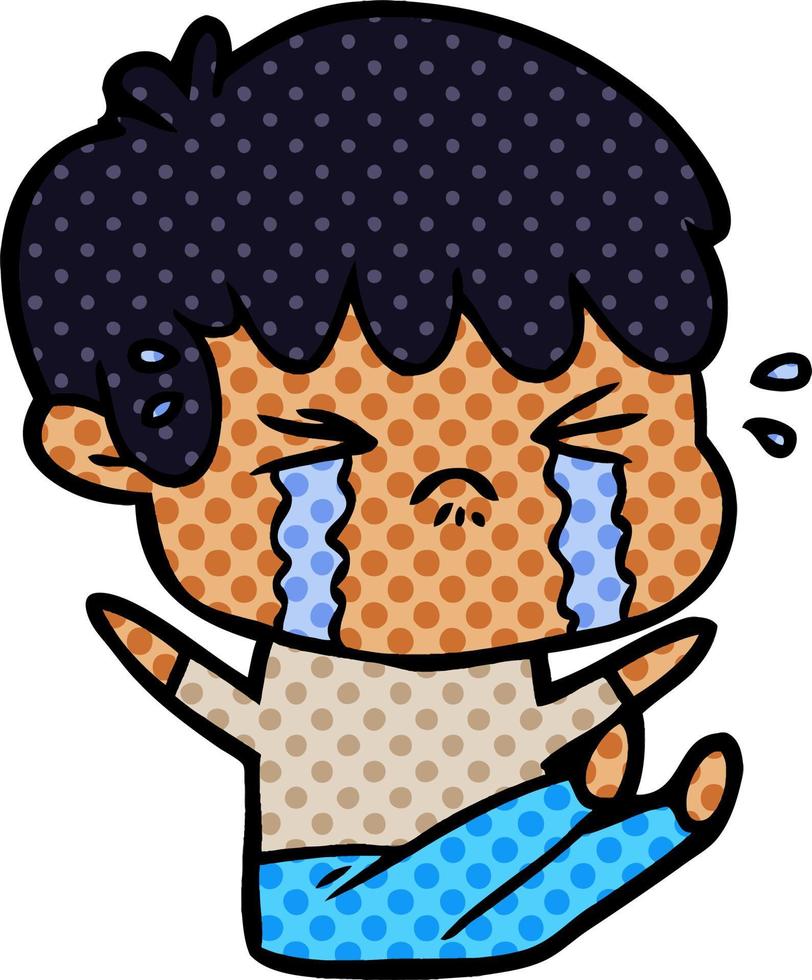 cartoon boy crying vector