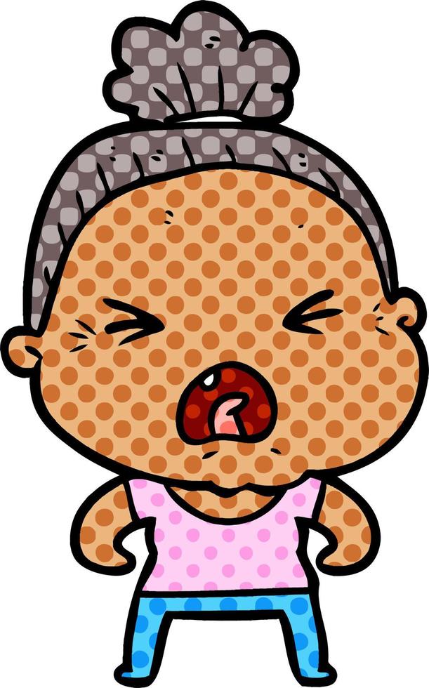 cartoon angry old woman vector