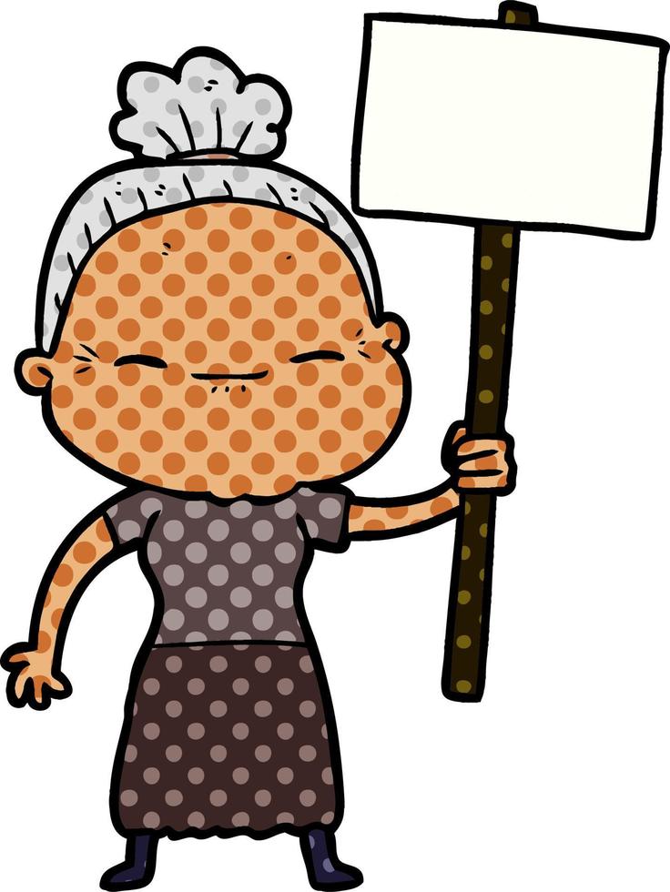 cartoon peaceful old woman vector