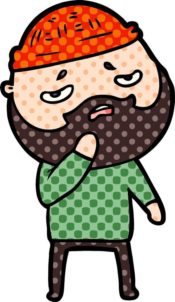 cartoon worried man with beard vector