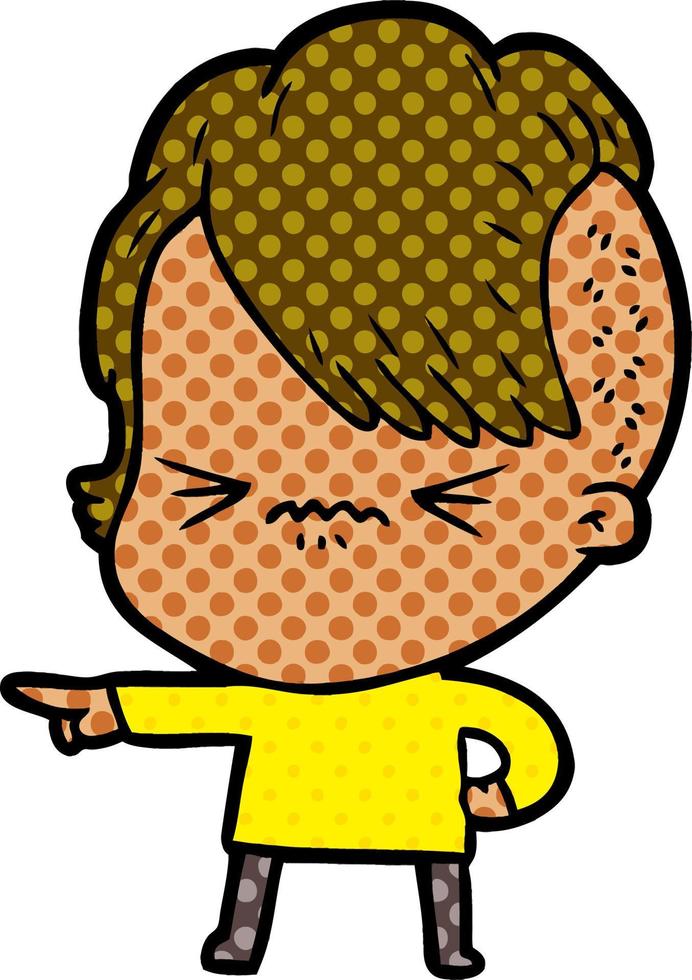 cartoon annoyed hipster girl vector