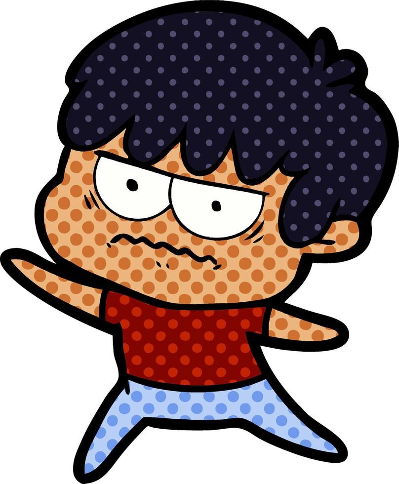 annoyed cartoon boy vector